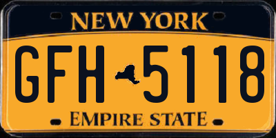NY license plate GFH5118