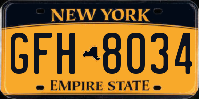 NY license plate GFH8034