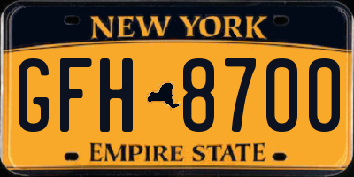 NY license plate GFH8700