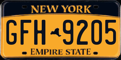 NY license plate GFH9205