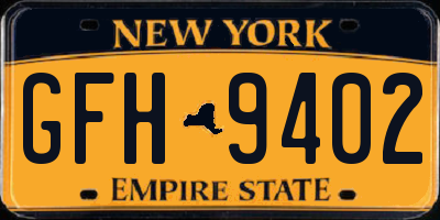 NY license plate GFH9402