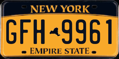 NY license plate GFH9961