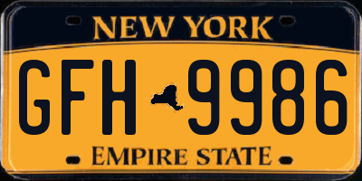 NY license plate GFH9986