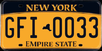 NY license plate GFI0033