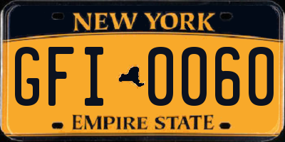 NY license plate GFI0060