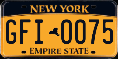 NY license plate GFI0075