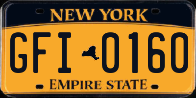 NY license plate GFI0160
