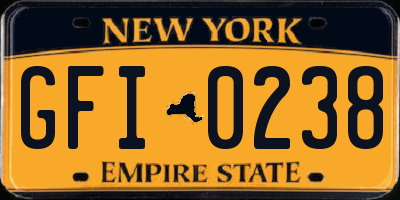 NY license plate GFI0238