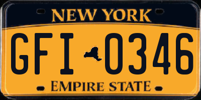 NY license plate GFI0346