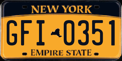 NY license plate GFI0351