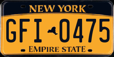 NY license plate GFI0475