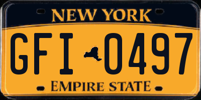 NY license plate GFI0497