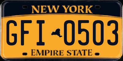 NY license plate GFI0503