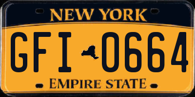 NY license plate GFI0664