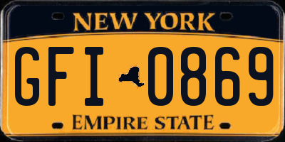 NY license plate GFI0869