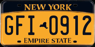 NY license plate GFI0912