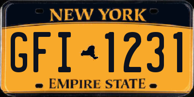 NY license plate GFI1231