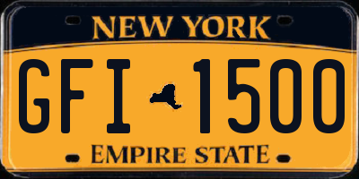 NY license plate GFI1500