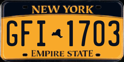 NY license plate GFI1703