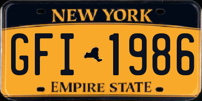 NY license plate GFI1986