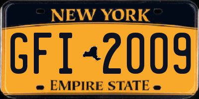 NY license plate GFI2009