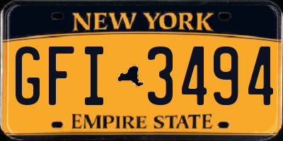 NY license plate GFI3494