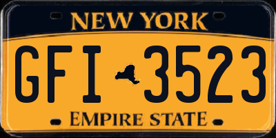 NY license plate GFI3523