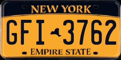 NY license plate GFI3762