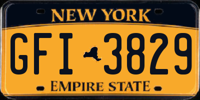 NY license plate GFI3829