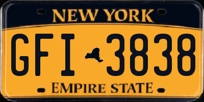 NY license plate GFI3838