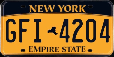 NY license plate GFI4204