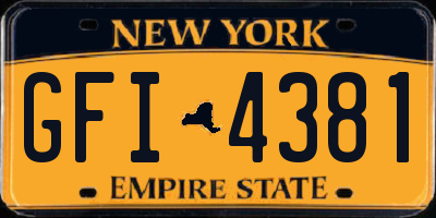 NY license plate GFI4381