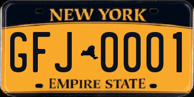 NY license plate GFJ0001