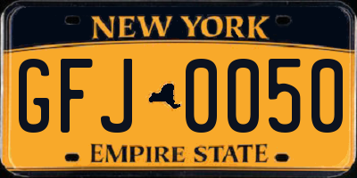 NY license plate GFJ0050