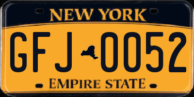 NY license plate GFJ0052