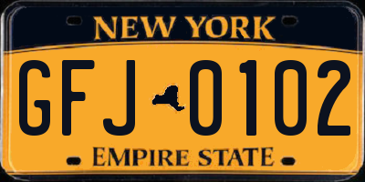 NY license plate GFJ0102