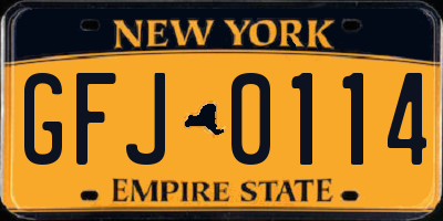 NY license plate GFJ0114