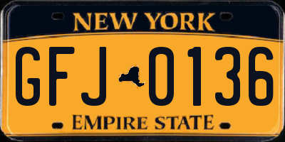 NY license plate GFJ0136