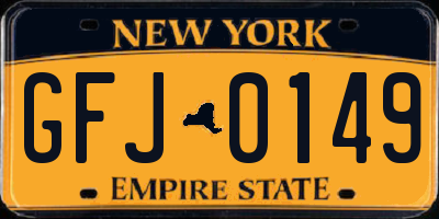 NY license plate GFJ0149