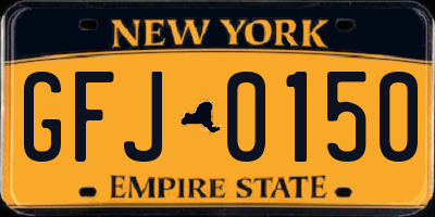 NY license plate GFJ0150