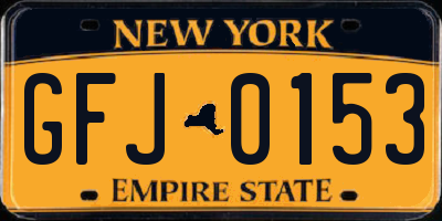 NY license plate GFJ0153