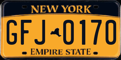 NY license plate GFJ0170