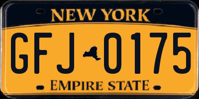NY license plate GFJ0175