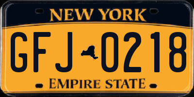 NY license plate GFJ0218
