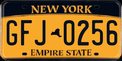 NY license plate GFJ0256