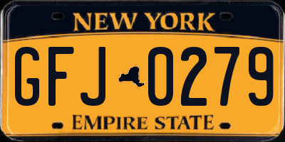 NY license plate GFJ0279