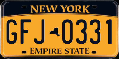 NY license plate GFJ0331