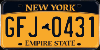 NY license plate GFJ0431
