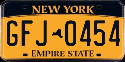 NY license plate GFJ0454