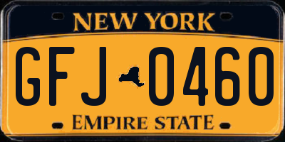 NY license plate GFJ0460